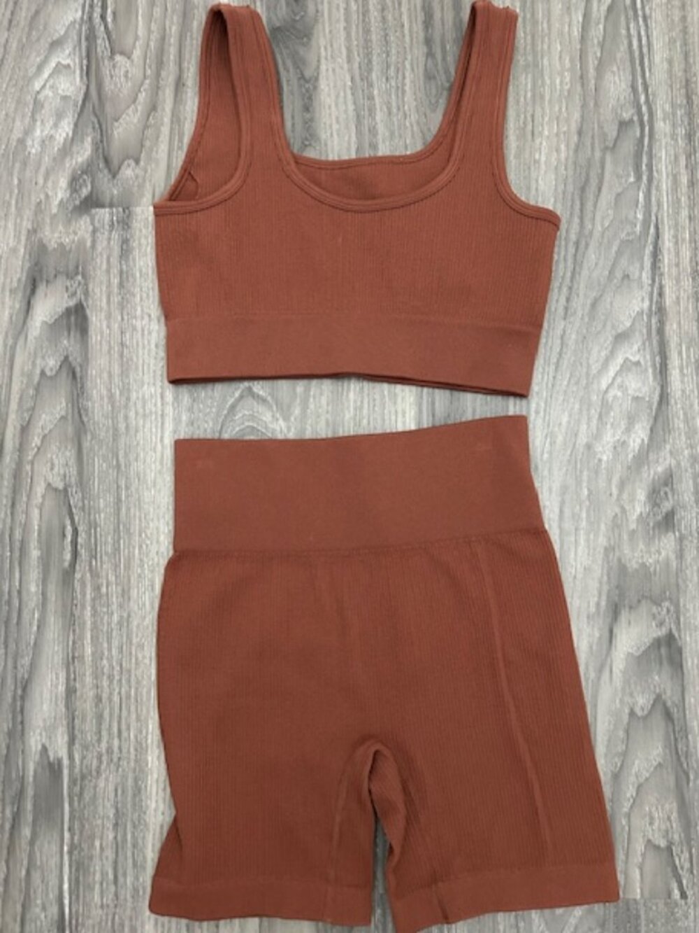 spandex work out set brown new